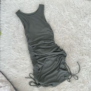 Whitefox ruched drawstring green dress